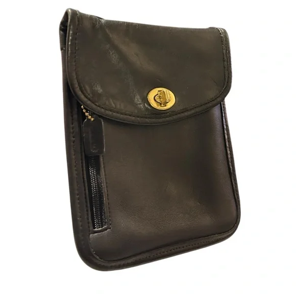 Vintage Coach Tourist Pouch Passport Hipster Crossbody #6908 – Black Leather - Picture 4 of 11
